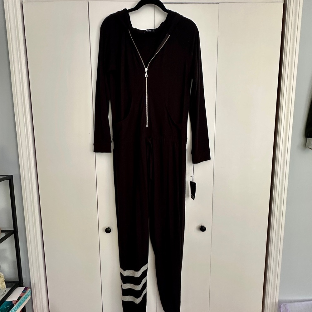 Michael Lauren Black and White Zipper Jumpsuit